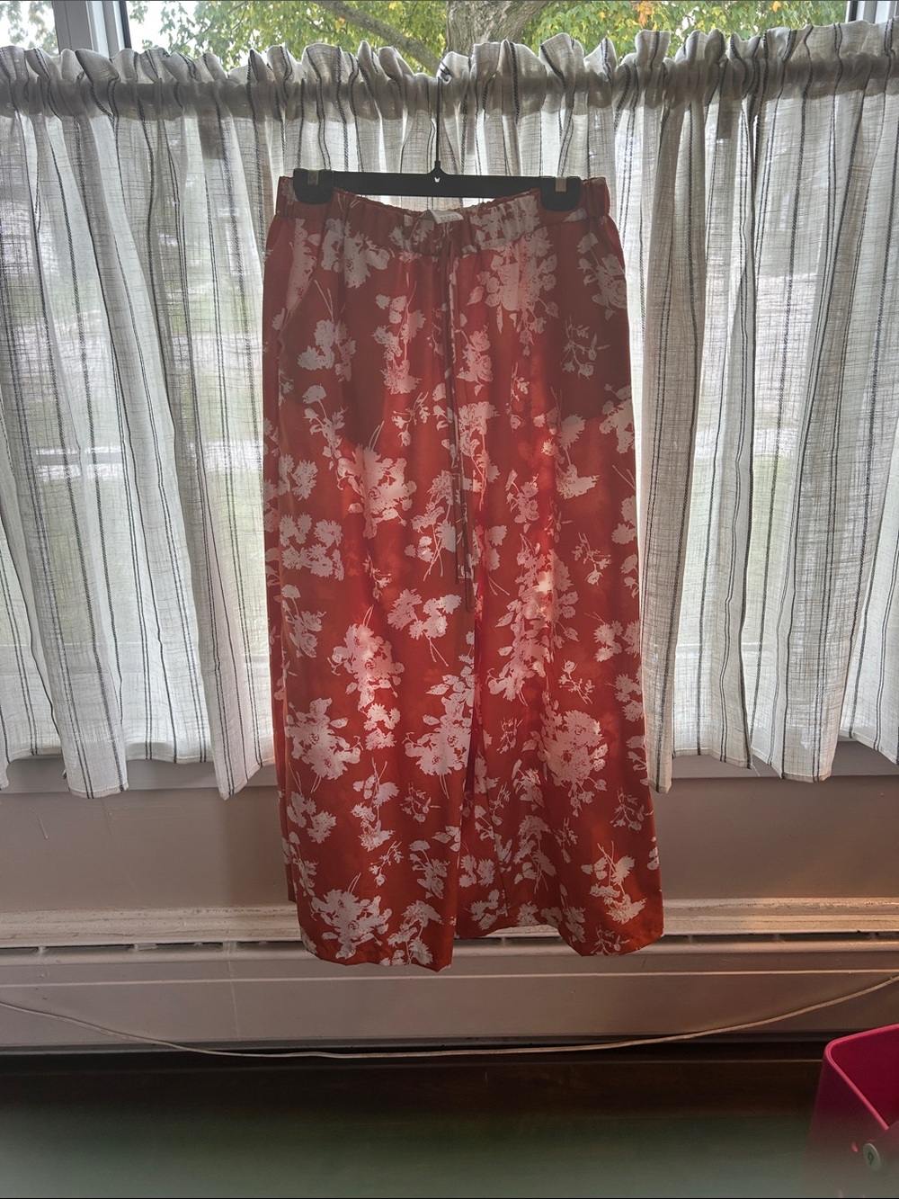 SHEIN Red Wide Leg Floral Pants